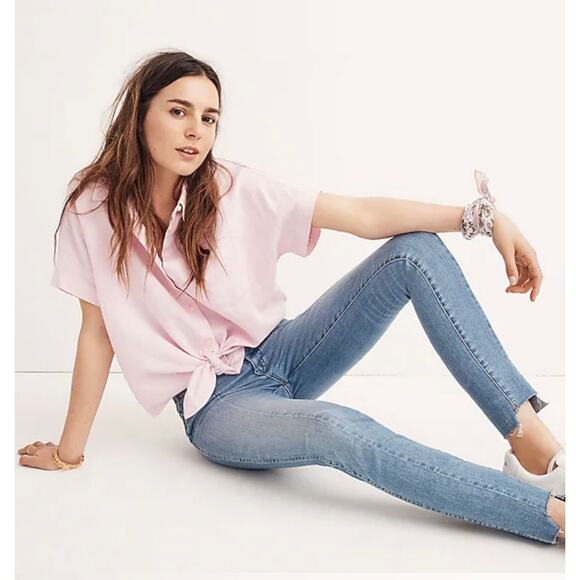 Madewell 9" in High Rise Skinny Seamed Step Hem Edition Raw Blue Jeans sz 25 NEW - Picture 1 of 12